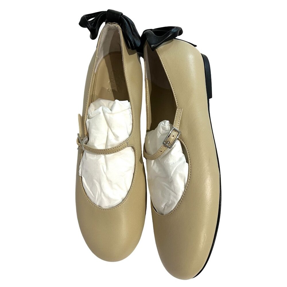 GIA BORGHINI 10mm Grete Leather Ballerinas in Cream